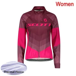 2021 Winter SCOTT team Womens Cycling Thermal Fleece jersey MTB Bike Shirt Sports Uniform Long Sleeves Road Bicycle Tops Y21020614