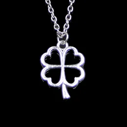 Fashion 24*17mm Hollow Lucky Four Leaf Clover Irish Pendant Necklace Link Chain For Female Choker Necklace Creative Jewelry party Gift