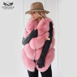 Tatyana Furclub 자연 조끼 코트 여성 진짜 여우 자켓 패션 따뜻한 소녀 모피 201212