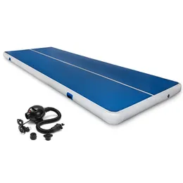 Bästsäljande blå yta uppblåsbara luft tumbling spår 6 * 2 * 0,2 m stor storlek träning matta för gymnastik dwf airtrack golv madrass fri pump