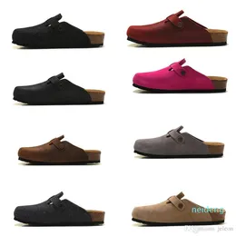 2022 Real Leather Bag Head Pull Cork Tofflor Kvinna Manlig Sommar Anti-Skid Slippers Lazy Shoes Lovers Beach Shoes Scuffs