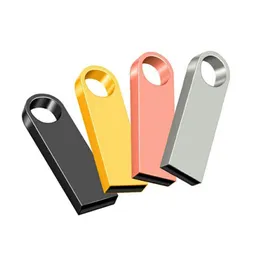 Chiavetta USB ad alta velocità 64GB 32GB 4GB 8GB 1GB 2GB 16GB 128MB Capacità reale Pendrive 2.0 Metallo impermeabile Argento Oro U Disco Memoria Chiavetta portachiavi