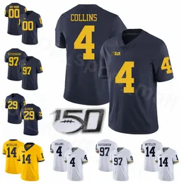 NCAA College Collection Michigan Wolverines Football 47 Khaleke Hudson Jersey 4 Nico Collins 29 Глазго Эйдан Хатчинсон Джош Метеллус Мужчины Молодежные женщины