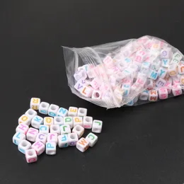 6mm 400 pcs letra colorida alfabeto cubo acrílico pônei pônei grânulos para jóias fazendo diy y200730