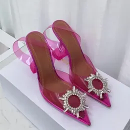 Sandals Wedding Dress Shoes 7cm 10cm CAMELIA Begum bowknot butterfly PVC pumps high heels AMINA MUADDI diamond shine sandals rhinestone Transparent wom J0529