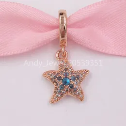 Andy Jewel Authentic 925 Sterling Silver Pärlor Sparkling Starfish Dangle Charms Passar European Pandora Style Jewely Armelets Halsband 788942C0