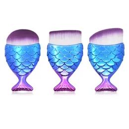 Toppsäljare Mini Professionell Mermaid Shape Makeup Brush Pulverborste Fundament Kosmetiska Fiskborstar Makeup Tools 27 Färger