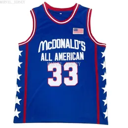 Tanie niestandardowe koszulki koszykówki McDonald's 33 American Blue 1996 XS-5XL NCAA