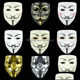 パーティーマスクお祝い用品ホームガーデンムービーv for Vendettaチームハロウィーンコスプレプラスチックマスクホラーアドート子供のロールプレイプロップス贈り物