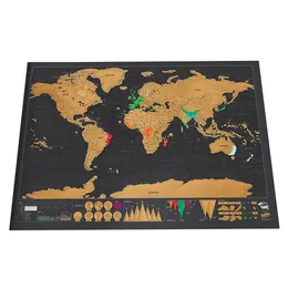 Figurines Deluxe Erase Black World Map Personalized Travel Scratch for Room Home Decoration Wall Stickers