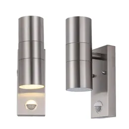 Outdoor Sensor Wall Light Up Down LED Lamp with PIR Porch Lamps Dual Head GU10 Corridor Yard Decor Lighting