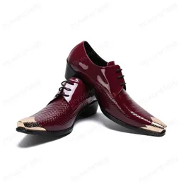 영국 스타일의 남성 옥스포드 패션 뱀 가죽 패턴 남성 레이스 업 브로그 슈즈를 세공 큰 크기 금속 발가락 남성 정장 구두 신발