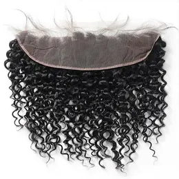 HD Lace Frontal Deep Wave Brasilian 100% Human Hair 13x4 Transparent Lace Closure With Baby Hair Bleached Knots Gratis Del Naturlig Färg