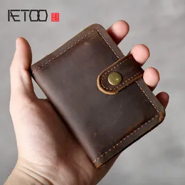 HBP Aetoo Çılgın At Deri Vintage Kart Baotou Katman Cowhide ehliyet Çantası Erkek deri kart çantası
