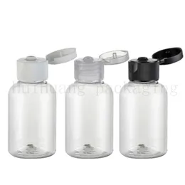 100pcs 50ml esvaziar aleta tampa pequena garrafa de plástico transparente para viajar, 50cc limpar o recipiente cosmético conjunto de viagens