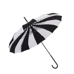 1PC Black And White Umbrellas Women Big Large long Handle Gothic Classical Windproof Tower Pagoda Rain Umbrella 201104