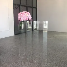 Dekoration Crystal Clear Rektangel Blomstativ för Bröllop Centerpieces Plinths Wreath Center Pieces Bordsinredning Bröllop Arch Cylinder Pedestal Stand Senyu838