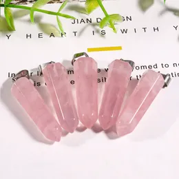 Kamień naturalny Hexagonal Prism Charms Opal Tiger Oko Różowy Kwarcowy Kryształ Healing Chakra Wisiorki DIY Naszyjnik Biżuteria Akcesoria Robić