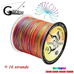 16 Strands PE Braid 300M/500M/1000M/1500M Braided Fishing Line Multicolor Super Power Japan Multiment Saltwater/Freshwater 220301