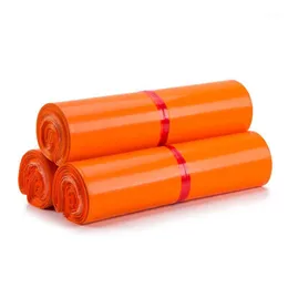 Torby do przechowywania 100 sztuk Pomarańczowy Torba Kurier Samoprzylepna Koperty Wouch Opakowania Opakowanie pocztowe Dostawa Plastikowa