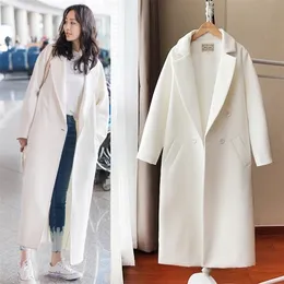 Nuovo cappotto da donna autunno Harajuku Streetwear Abbigliamento donna coreano Plus Size Giacca di velluto Cappotto di lana Cappotto di lana bianco Donna 201216