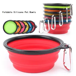 Foldable Dog Bowls Travel Collapsible Cat Feeders Silicone Pet Water Dish