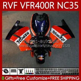 BODYS per Honda RVF400R N35 V4 VFR400 R VFR400R 94-98 80NO.19 RVF VFR 400 RVF400 R 400RR 1994 1995 1996 1997 1998 VFR400RR VFR 400R 94 95 96 97 98 Kit Fairing Repsol Repsol RepSol Blue Repsol Blue