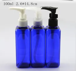 10 ml transparente blaue Kunststoffpumpe, quadratisch, leere Verpackungsflasche, Lotion, Duschgel, Shampoo, originale, nachfüllbare Probenflasche