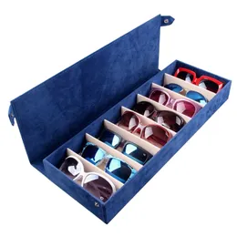 Portable 8 Slot Rectangle Eyeglass Sunglasses Storage Box For Glasses Case Stand Holder Display Protector Folding Container T200505