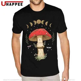 Mörk Academia CottageCore Aestetic Magical Mushroom Fungi T Shirt Homme Cool Fashion Short Sleeve Bomull Grafisk Tshirt G1222