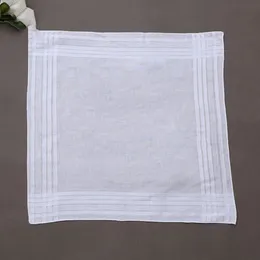 40 x 40cm Men Women Cotton Handkerchiefs Pure White Classic Hankies Jacquard Striped Pocket Square Towel DIY Painting 1222202
