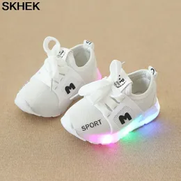 Skhek primavera e outono crianças sapatos luminosos meninos e meninas correndo sapatos bebê flash único led luzes lj200907