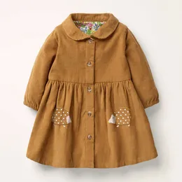 Corduroy children's autumn and winter coat girl's lovely coat pure cotton comfortable girl's clothing 2-7T Knee length dress coat
