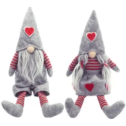 Valentines Day Gift Mr & Mrs Handmade Long Leg Swedish Santa Gnome Plush Doll Figurines Xmas Table Ornament JK2101PH