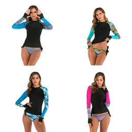 ZL0493 Sexy Set Women Conservative Slim Long-sleeved Sunscreen Split Swimsuit Surfing Suits Bikini Lady Three-Point Swimwear Female Biquini Girl Summer Swimming