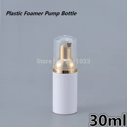 30ML White Foamer Pump Bottle Cosmetic Lashes Cleanser Soap Dispenser Foam Silver Gold Bubble Blister
