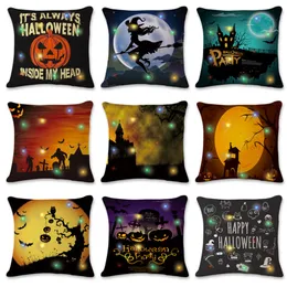 Federa per cuscino LED di Halloween Castello Zucca Spice LED luminoso divano domestico federa decorativa 45*45 cm