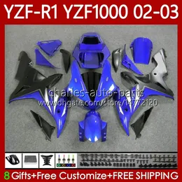 Motocykl Bodys dla Yamaha YZF R 1 1000 CC YZF-R1 YZF-1000 00-03 Nadwozie 90NO.18 Factory Blue 1000CC YZF R1 YZFR1 02 03 01 YZF1000 2002 2003 2000 2000 2001 OEM Zestaw do zwalczania