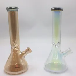 10 "Gruby Dostosowane zlewki Bong Rainbowl Smoke Gray Color Tall Glass Water Pipe Duża Prosta Rura DAB Bubbler z Dranseam and Bowl