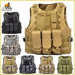 USMC Airsoft Militär Tactical Vest Molle Combat Assault Plate Carrier Tactical Vest 7 Färger CS Outdoor Clothing Hunting Vest 201214