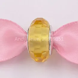 Andy Jewel 925 Sterling Silver Beads Glass Golden Faceted Murano가 유럽 판도라 스타일 보석 팔찌 목걸이 791629