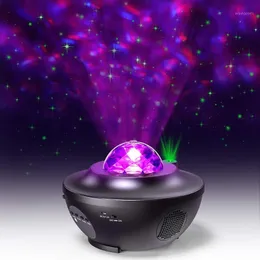 Colorido Starry Sky Projector Night Light Ocean Wave Star Projector Ambiance Lâmpada com Bluetooth Music Speaker para House1