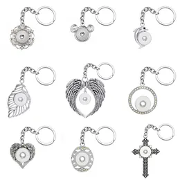 Noosa Fashion Keychains Wings Flowers Leaves Cross Rhinestone snap key chains fit 18mm snap buttons Keyrings