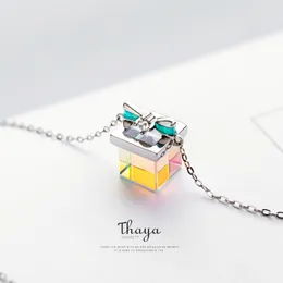 Thaya Original Light Bow Gift Necklace 925 Silver Bohemia Interesting Color Prism Necklace for Women Special Design Jewelry Q0531