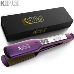 KIPOZI Professionelles Haarglätter-Glätteisen mit digitalem LCD-Display, Dual-Spannung, sofortige Erwärmung, Locken, Geschenk 211224