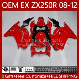 Korpus OEM dla Kawasaki Ninja EX250 ZX250 R EX ZX 250R ZX-250R 2008-2012 81NO.19 Fabryka Red BLK EX-250 ZX250R 2008 2009 2011 2012 EX250R 08 09 10 11 12 Wtryskiwanie