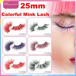 5D Mink Eyelashes Colorful 25mm Lashes Dramatic 3D Mink Eyelashes False Eyelashes Stage Show Makeup Full Thick Soft Eyelash Fake Eye Lashes