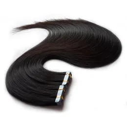 Invisible Tape Remy Hair Extensions Human Hair Virgin Hair Tape 100g/40st Naturlig Svart Brun Blond 20 22 24 26 28 tum