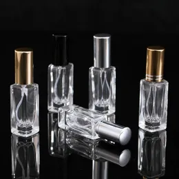 7ml 0.24oz長いスリムガラススプレーボトル正方形の形の香水エッセンシャルオイルボトルファインミストスプレーポンプポンプボトルコンテナケースバイアルジャーSn