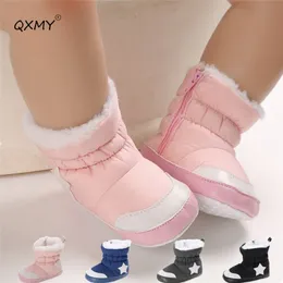 Qxmy baby skor för barn första vandrare nyfödda tjej pojke vinter mjuk anti-slip varm snöfält booties boot spädbarn toddler lj201104